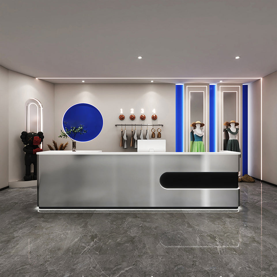 Graceful Arc and Light Luxury Reception Desk for Fashion Retail and Contemporary Hotel Setting JDT-1016