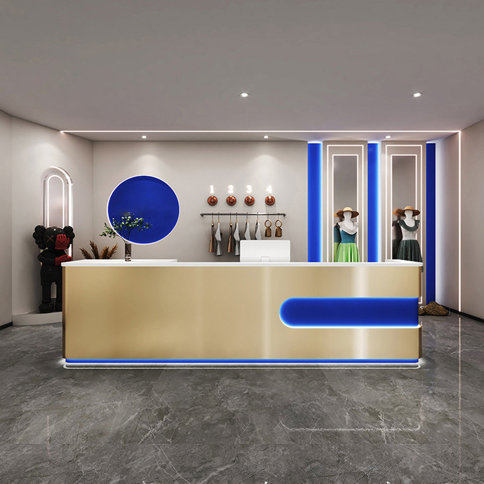 Graceful Arc and Light Luxury Reception Desk for Fashion Retail and Contemporary Hotel Setting JDT-1016