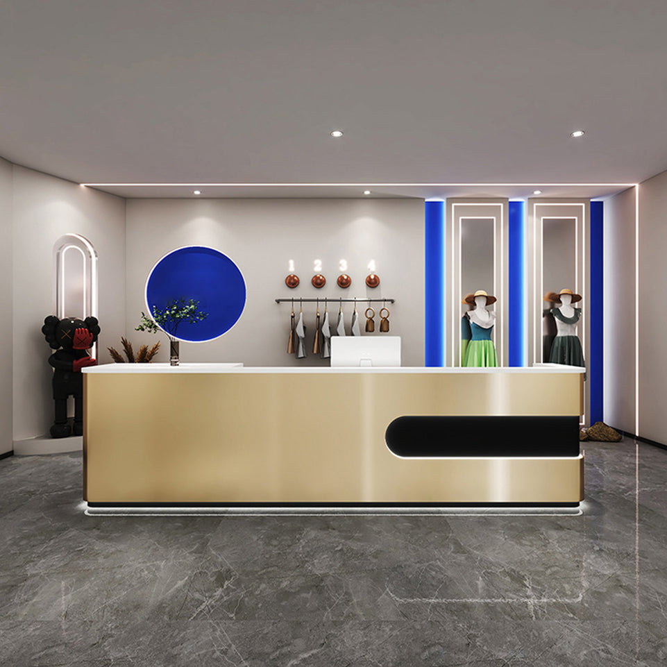 Graceful Arc and Light Luxury Reception Desk for Fashion Retail and Contemporary Hotel Setting JDT-1016