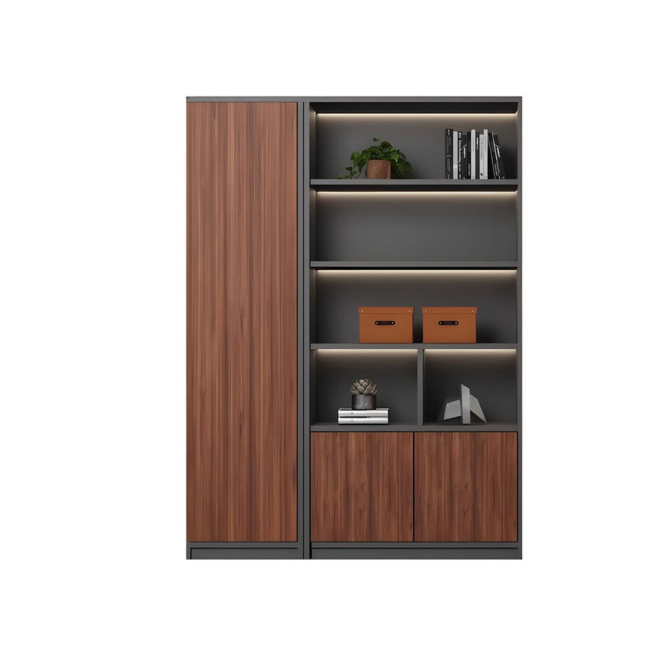 Contemporary Executive Spacious Wooden Office File Cabinet with Hidden Storage and Press-to-Open Doors WJG-2179
