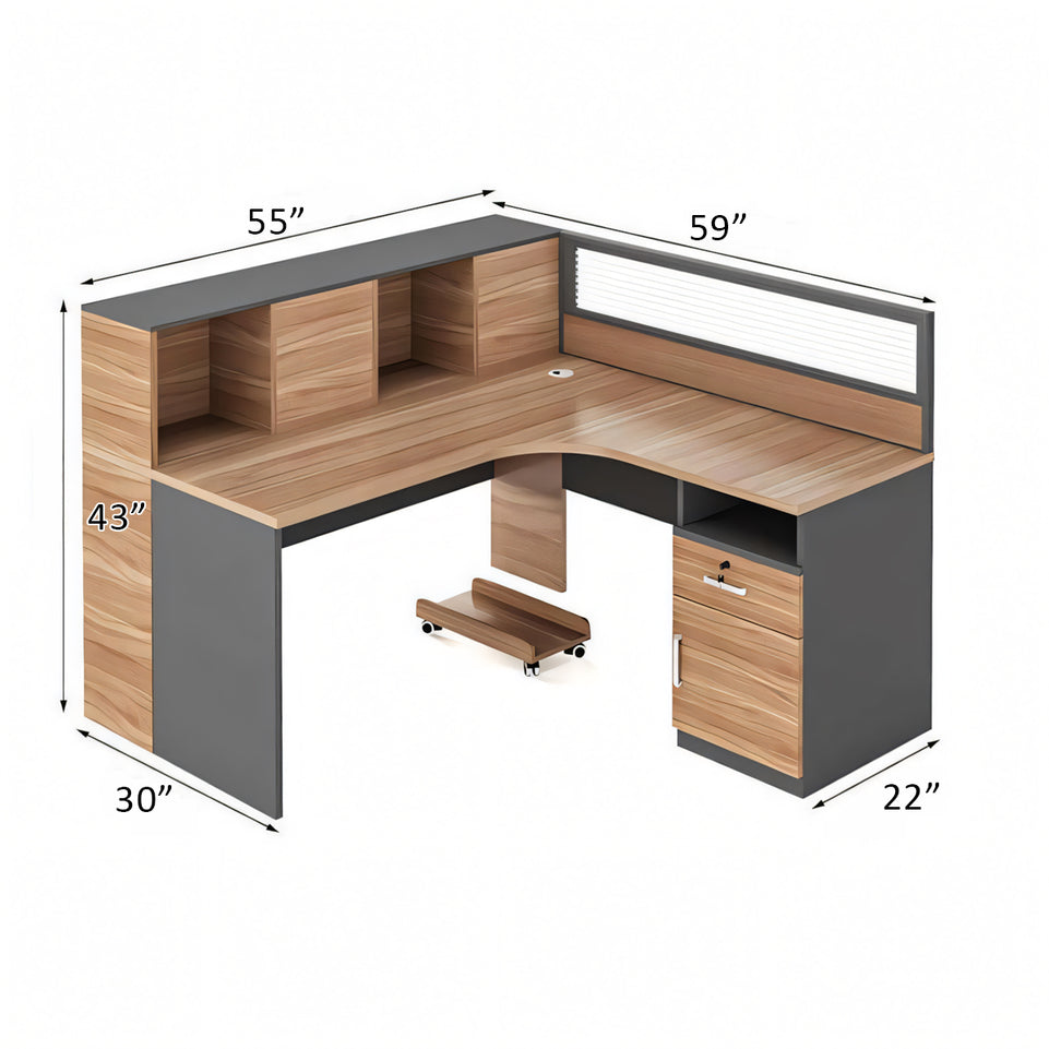 Modern Office Desk and Chair Set with Privacy Panels - Ideal for Workstations BGZ-227