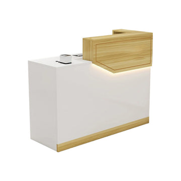 Salon Reception Desk 31-71 in Wide with Keyboard Tray, LED Lighting & Side Storage