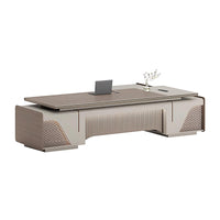 Modern and Luxurious Executive Desk with Aluminum Alloy Edges and  High Capacity Side Cabinet LBZ-10168