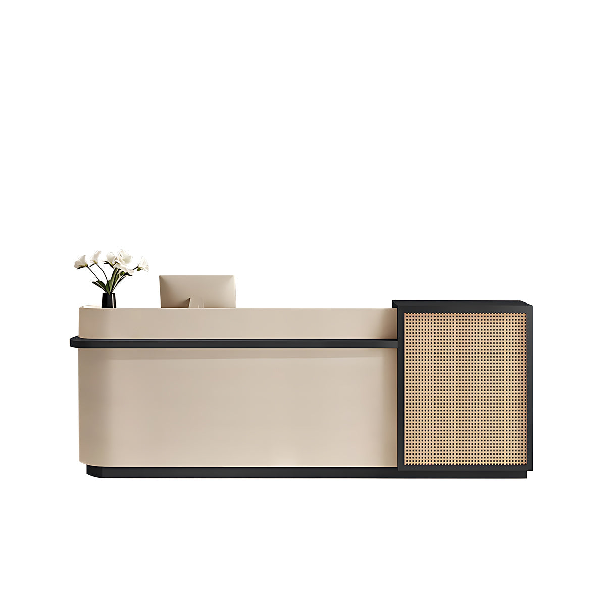 Natural Rattan Reception Desk Modern Office Furniture Storage Drawers JDT-2294