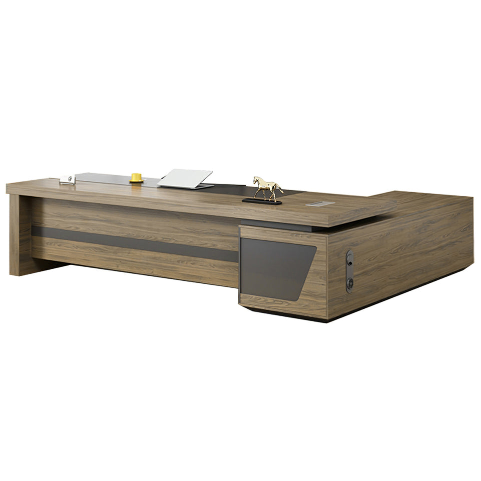 Modern L-Shaped Executive Desk with Drawers and Cabinet LBZ-2091