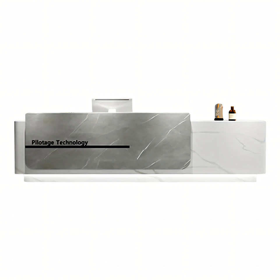 Color-Blocked Straight Reception Counter with Large Storage and Keyboard Tray for Salon JDT-050