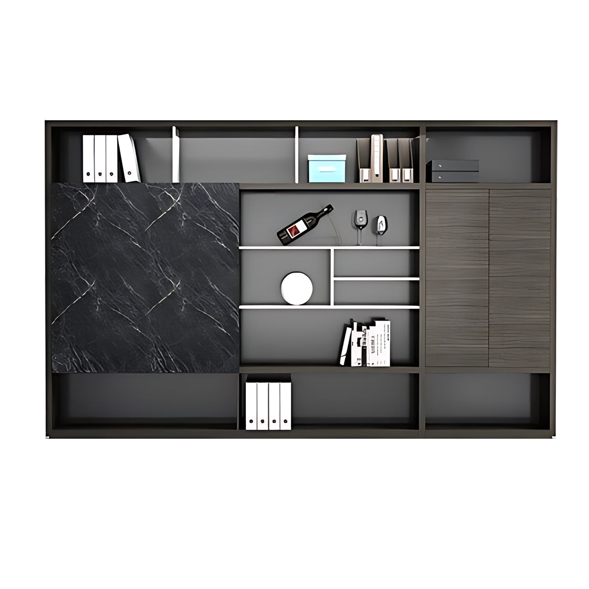 High-end Managerial Executive Desk With Marble Pattern and Side Cabinet LBZ-10198