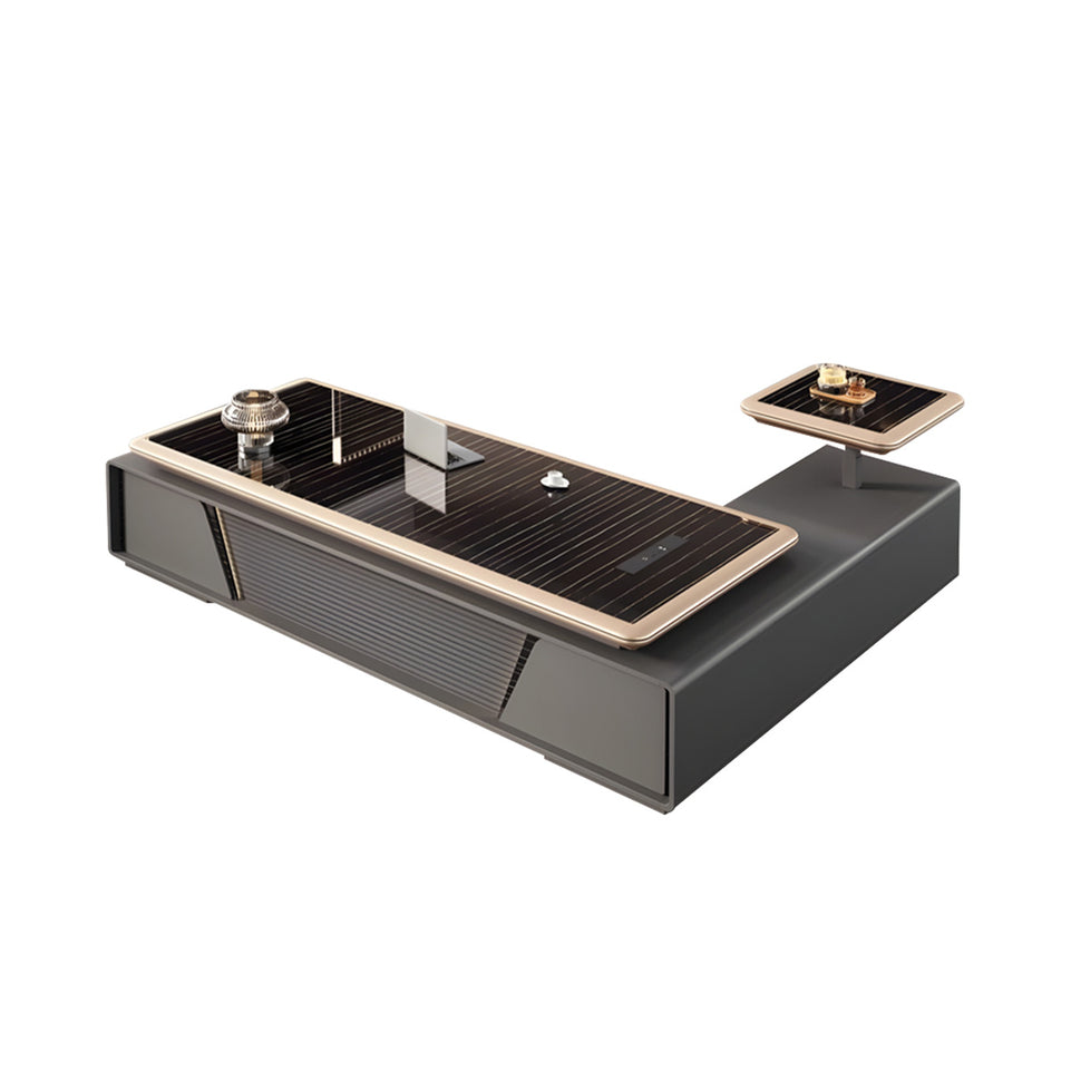 Modern Executive Desk 79-126 in Wide with Side Storage, Lockable & File Drawers