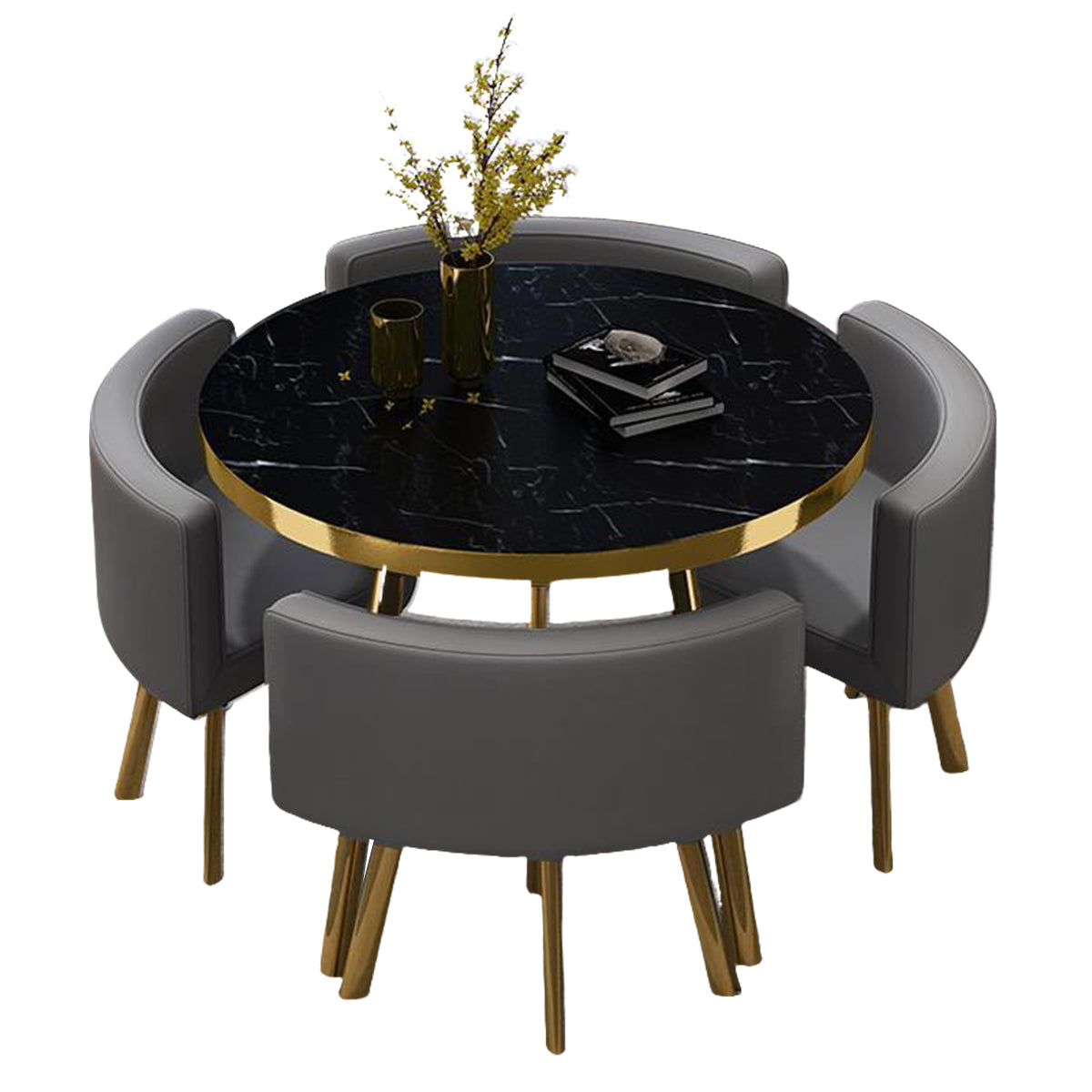 Round Reception Table with 4 Chairs for Office Reception Areas JDZH-2024