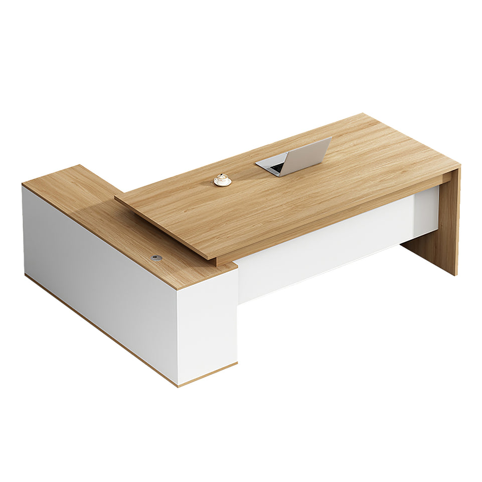 Modern L-Shaped Executive Desk with Side Storage Cabinet LBZ-2139
