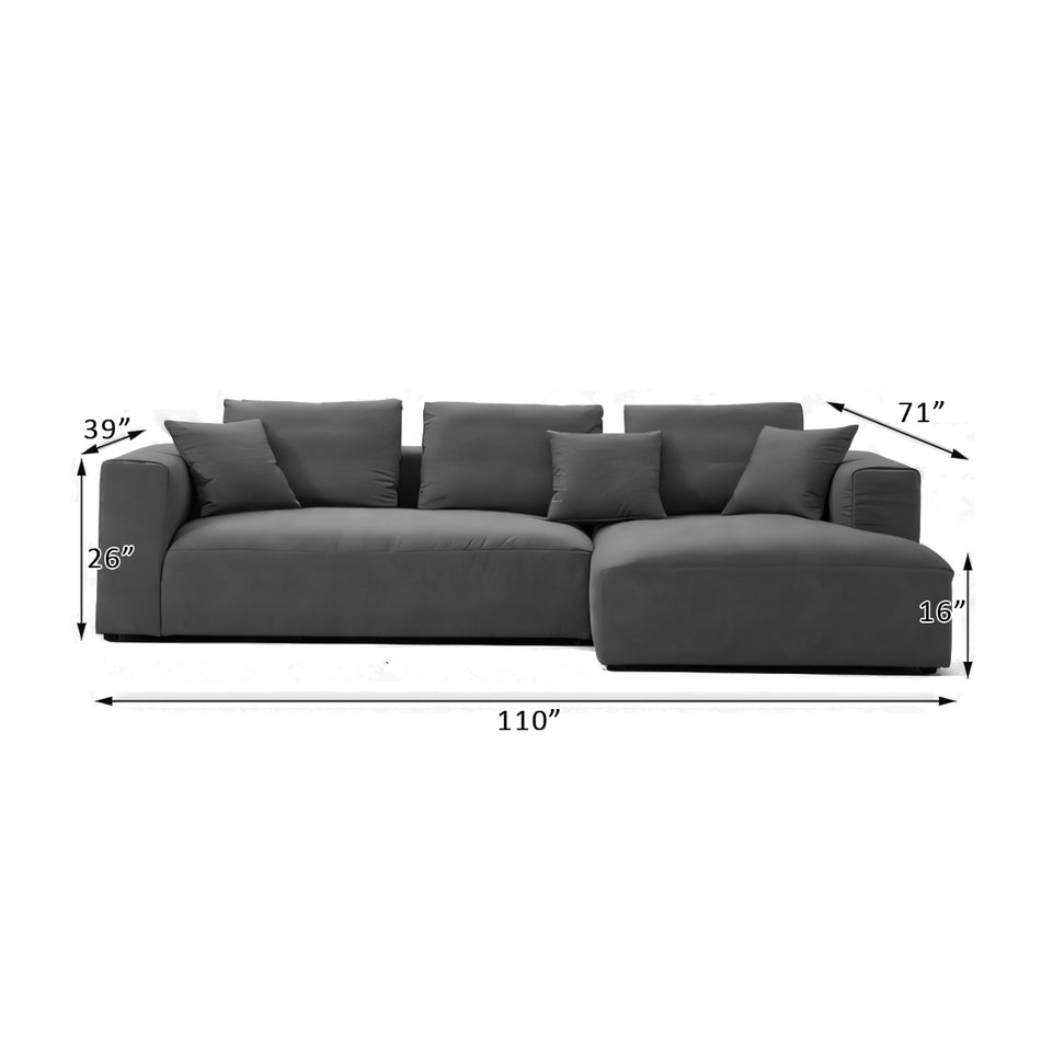 Italian Minimalist Tech Cloth Sectional Sofa Brown Chaise Lounge BSF-2005