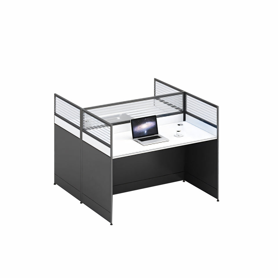 L-Shaped Office Desk and Chair Set with Screen, Modern Minimalist 4/6 Person Workstation BGZ-230