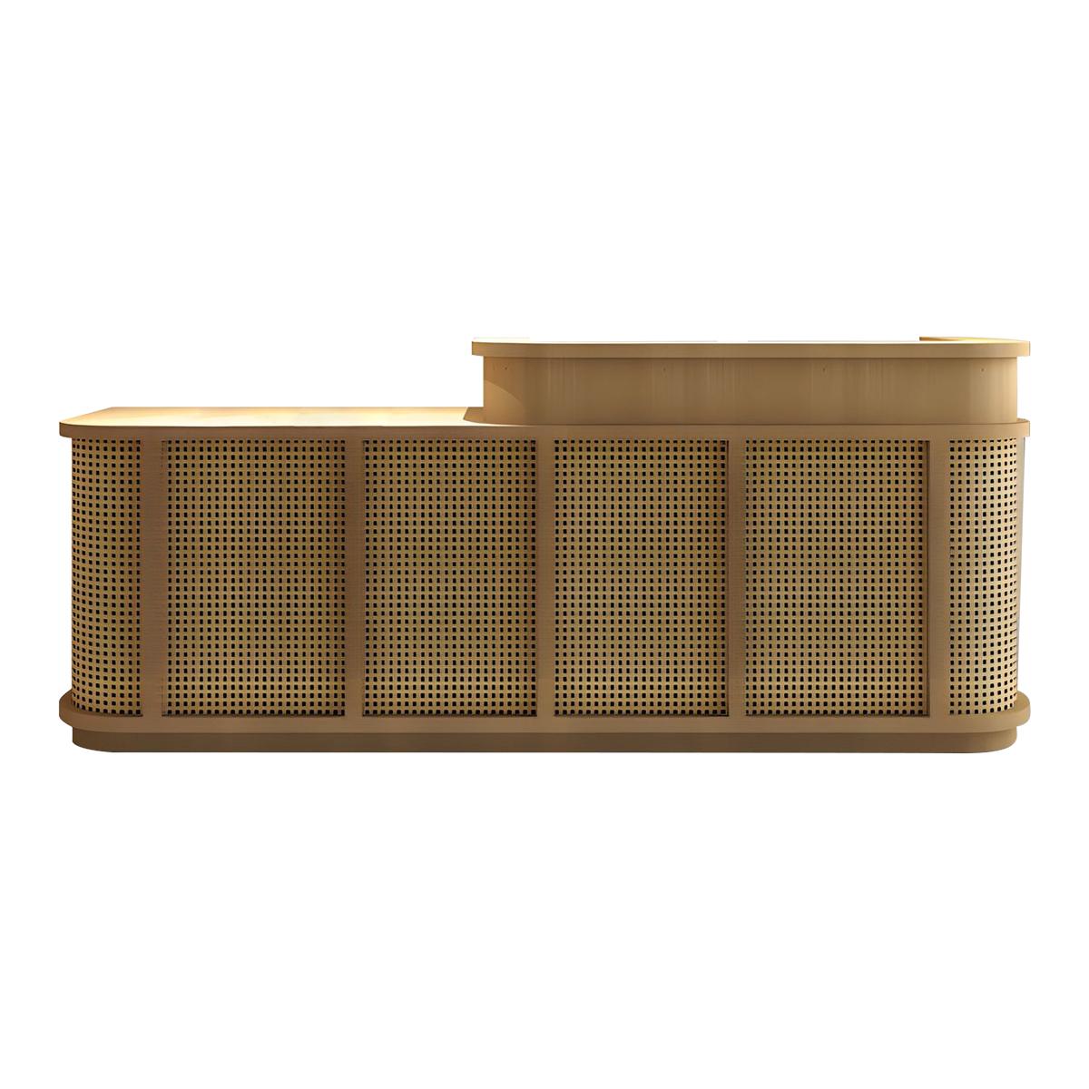 Vintage Minimalist Reception Desk Rattan Storage Keyboard Tray JDT-2295