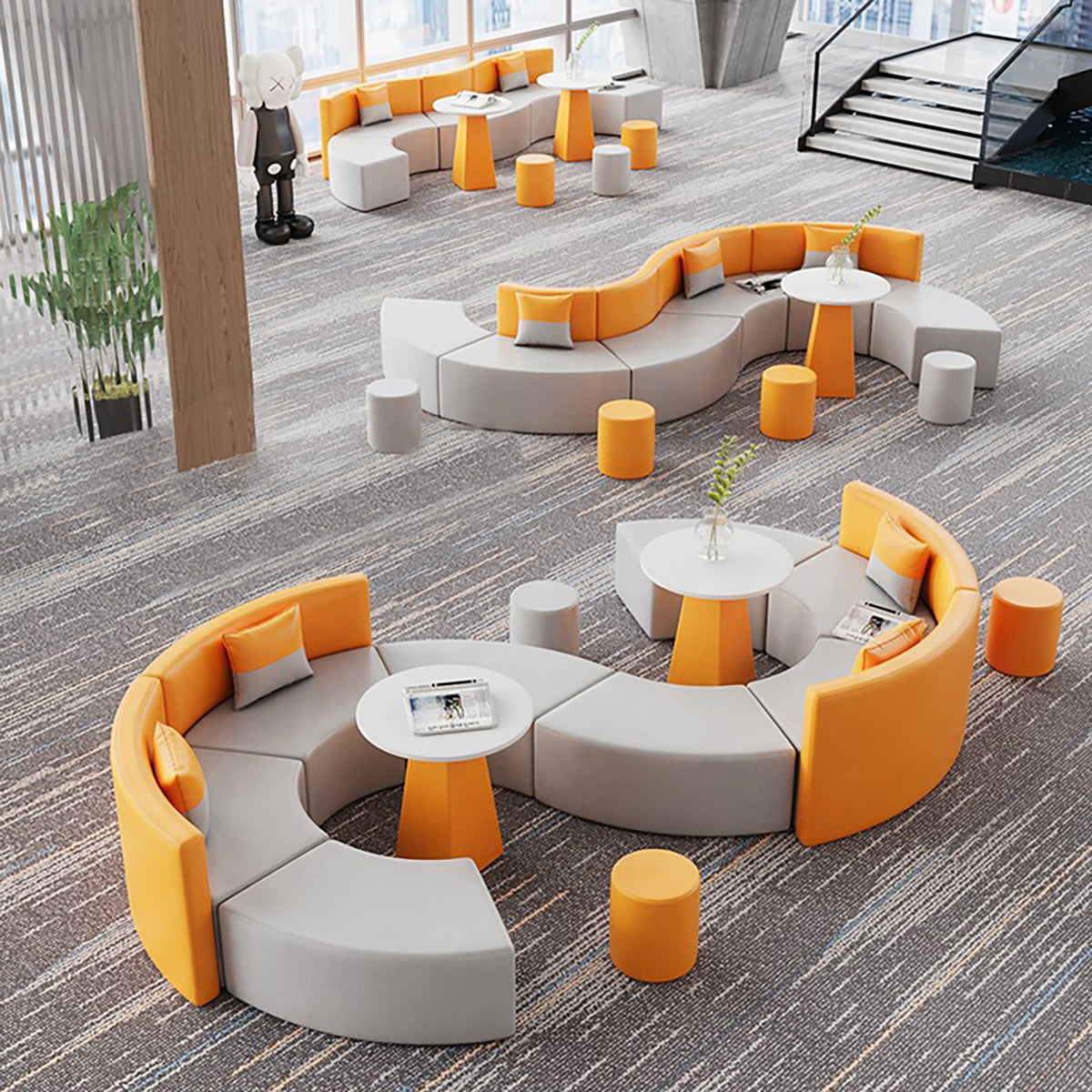 Modular Sofa Receptions Curved Reception Desk 12-39 in Wide with Modular & Genuine Leather for