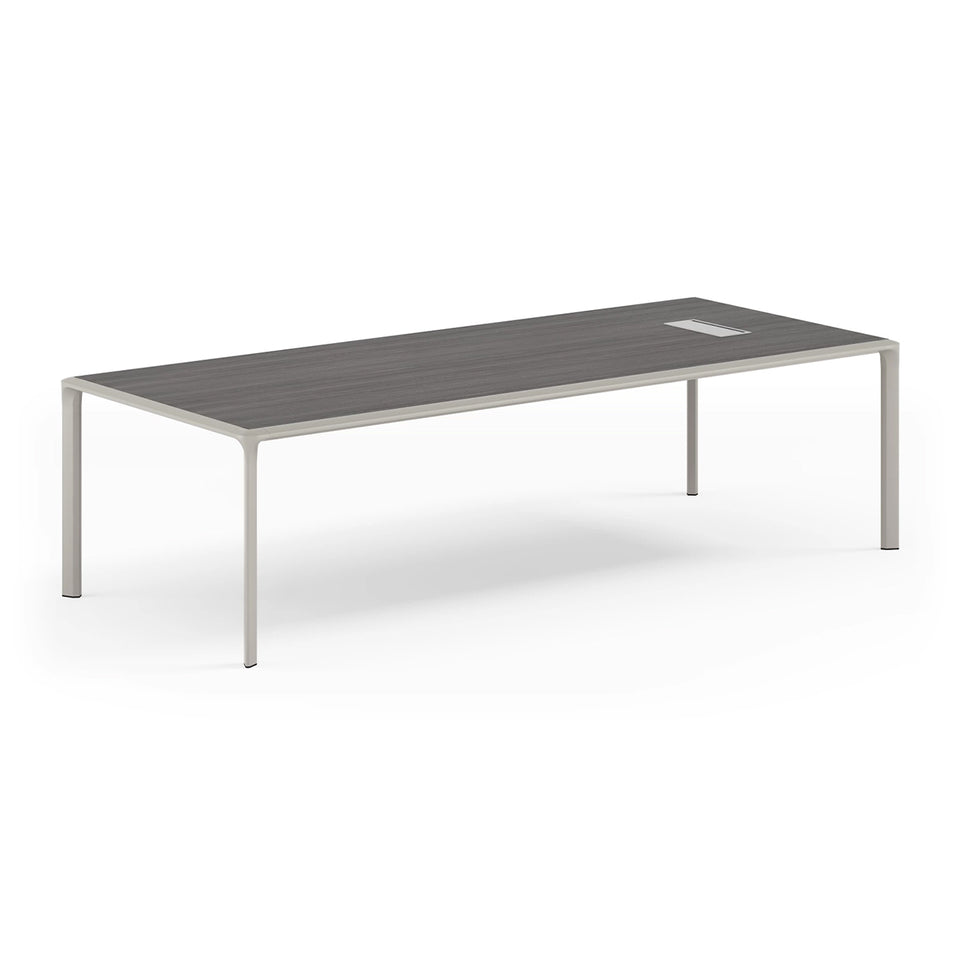 Aluminum Alloy Frame Stylish Conference Table with Cable Hole and Wood Grain Finish HYZ-10109