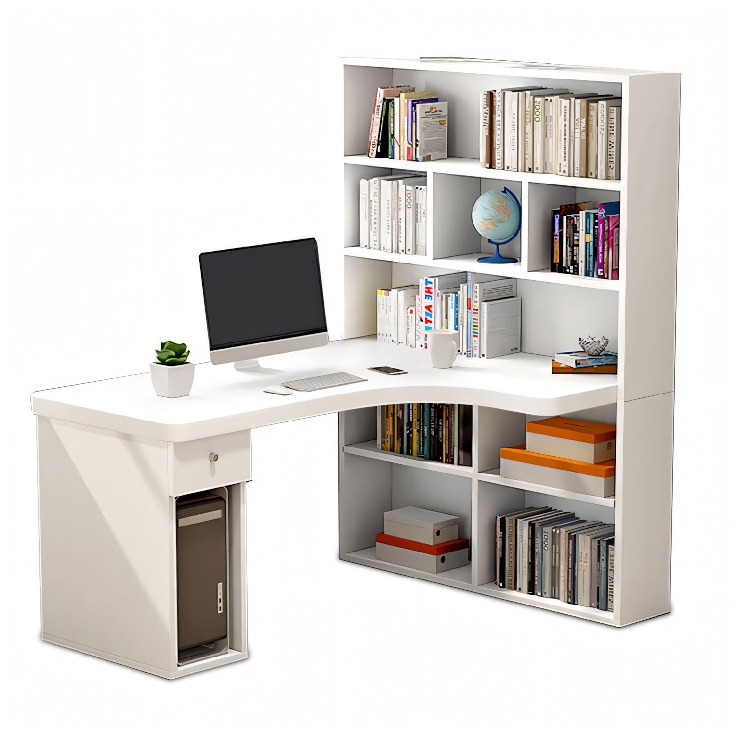 Corner Computer Desk with Bookshelf - Ideal for Students and Home Offices BGZ-164