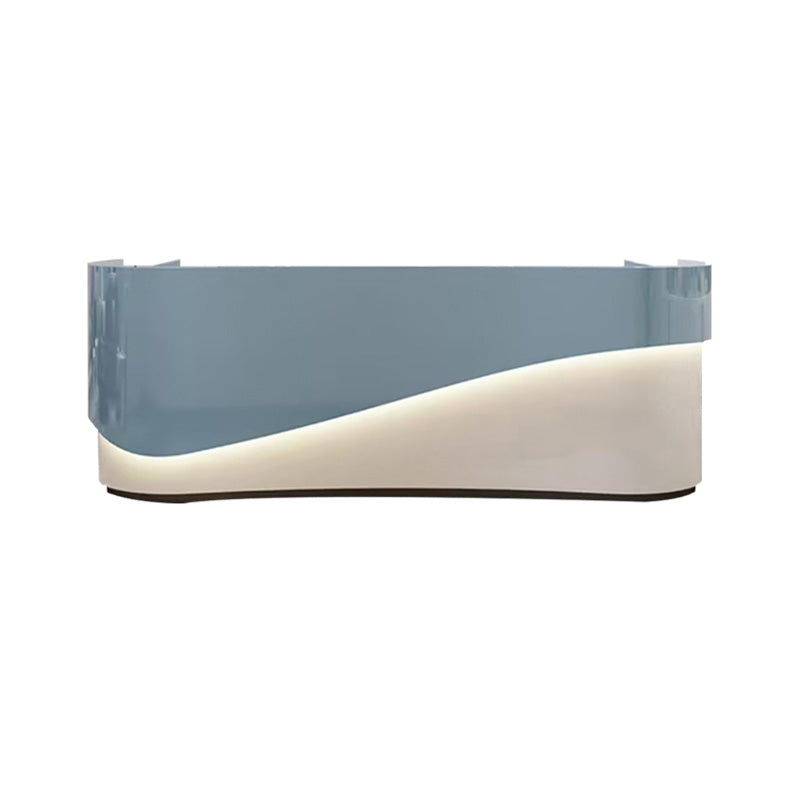 Color-Blocked Curved Reception Desk with Multiple Cabinets for Dance Studios JDT-10122