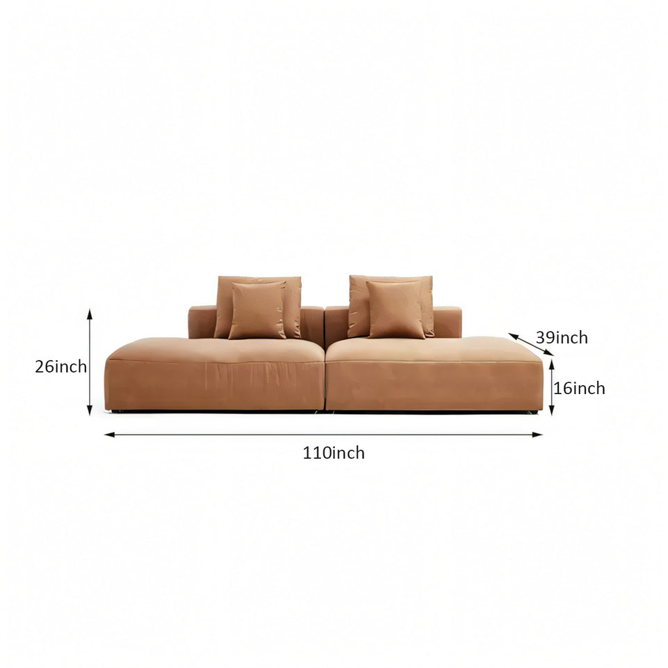 Italian Minimalist Tech Cloth Sectional Sofa Brown Chaise Lounge BSF-2005