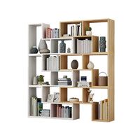 Corner Slim Wood Bookshelf for Bedroom or Living Room, Modern Minimalist Design with Creative Display Features CWG-2179