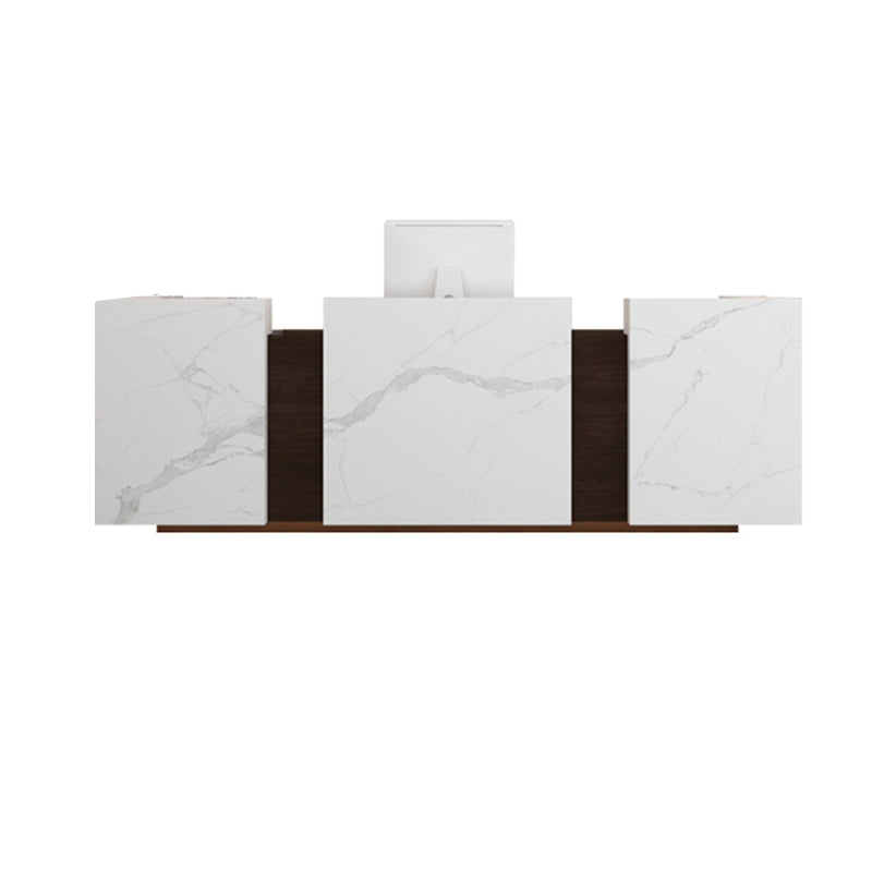Modern and Luxurious Reception Desk for Educational Training Centers and Beauty Salons with Marble Pattern JDT-10153