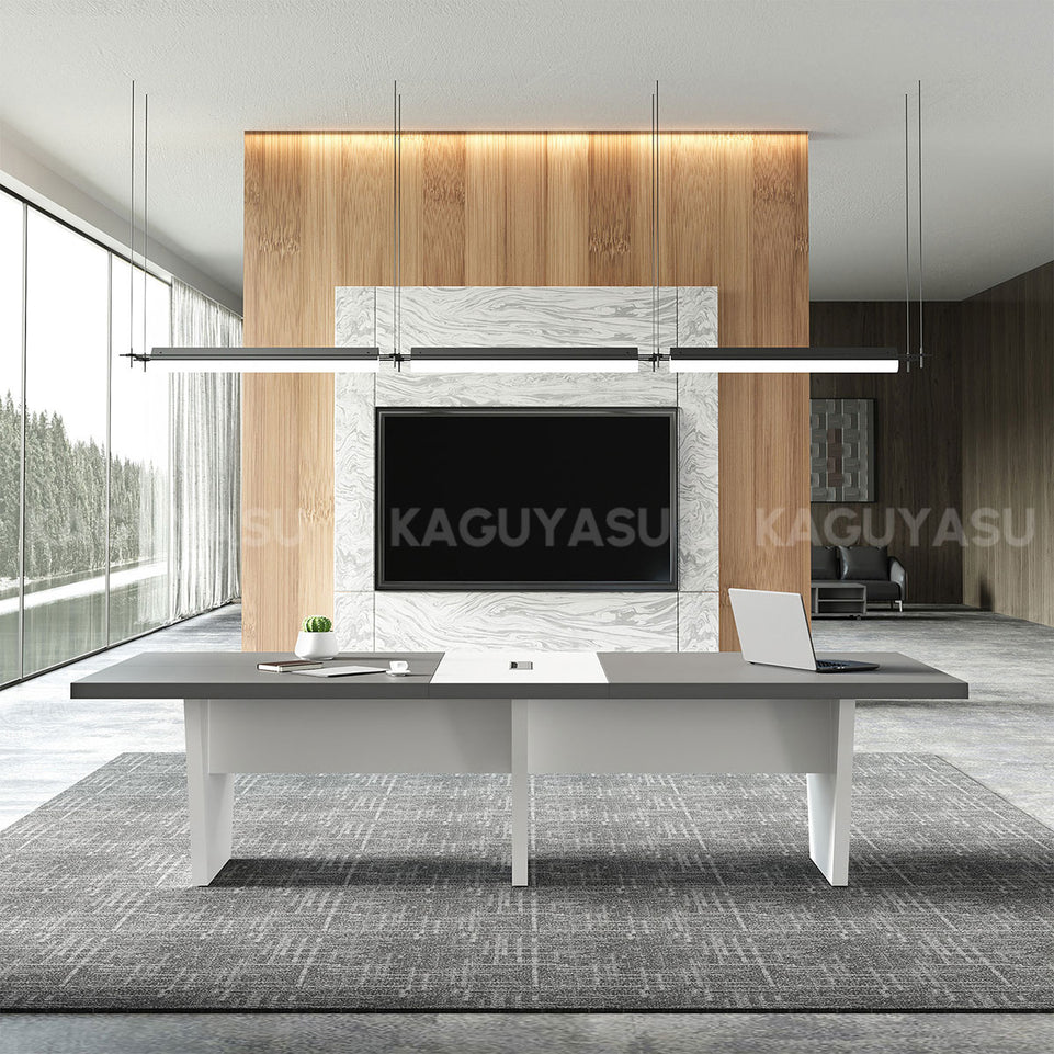 Modern Two-Tone Rectangular Conference Table with Architectural Legs MBS-HYZ-3002