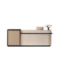 Natural Rattan Reception Desk Modern Office Furniture Storage Drawers JDT-2294