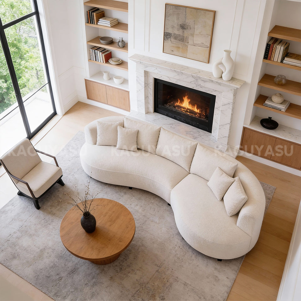 Modern Sherpa Lounge Sofa with Curved Backrest for Living Rooms & Reception Areas SZ-SF-0006