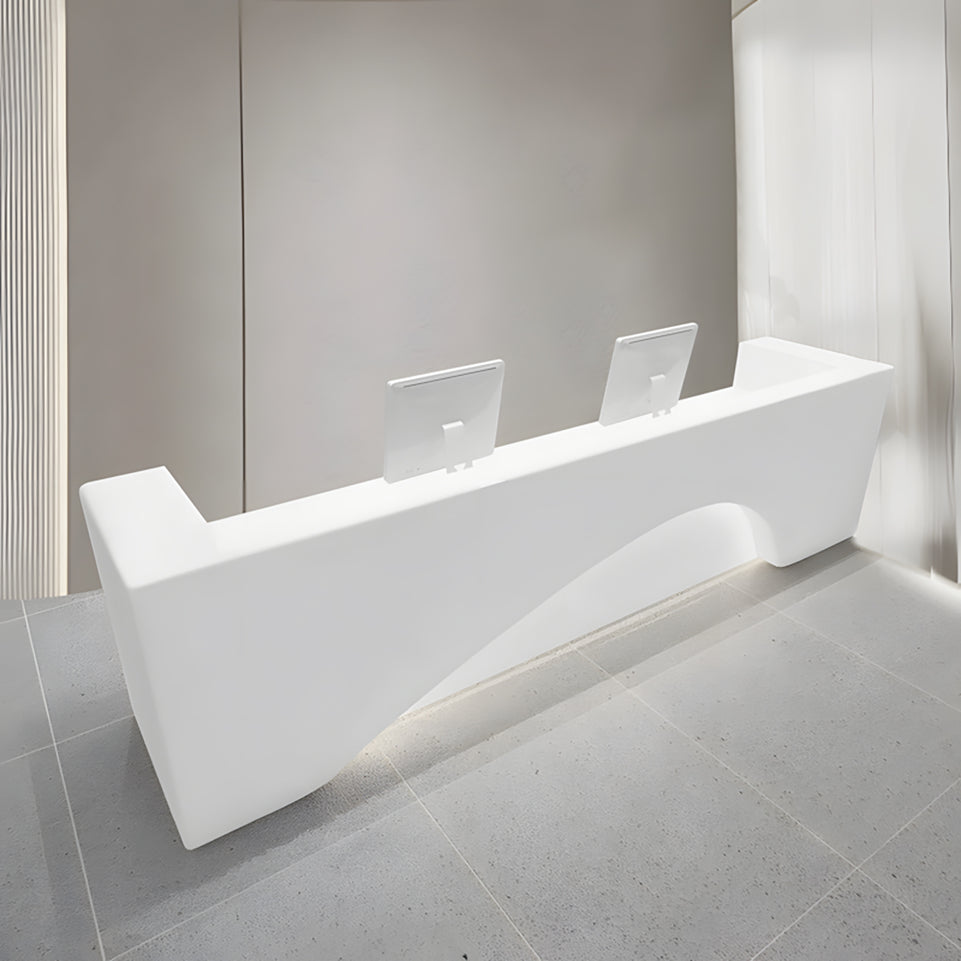 Curved Straight Fashion Front Desk with Keyboard Tray and Lockable Drawer for Offices JDT-1052