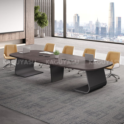 Executive Conference Table with Built-In Power Hub and Sculpted Stable Legs (In Stock)