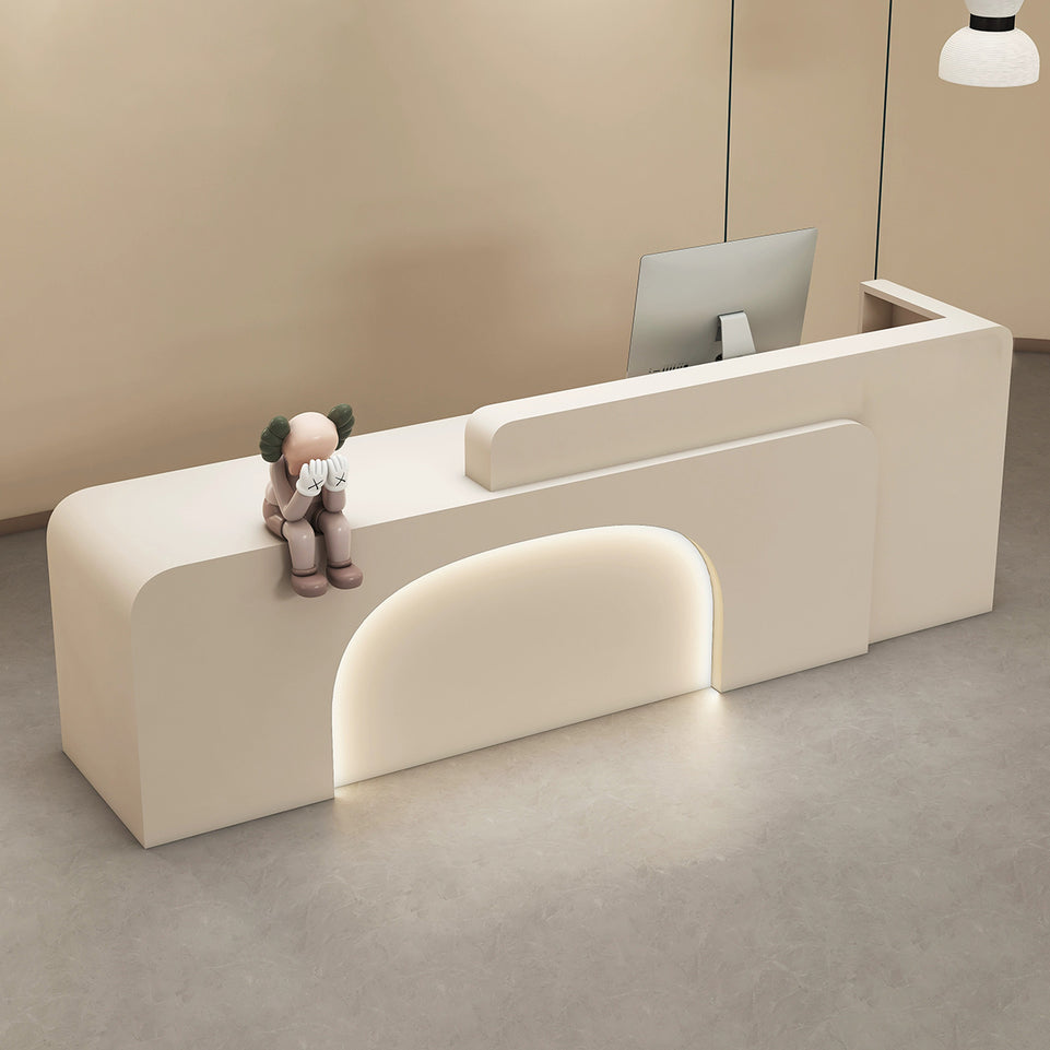 Arched Door Design Baked Coating Reception Desk with LED Lights for Barber Shops and Salons JDT-10151