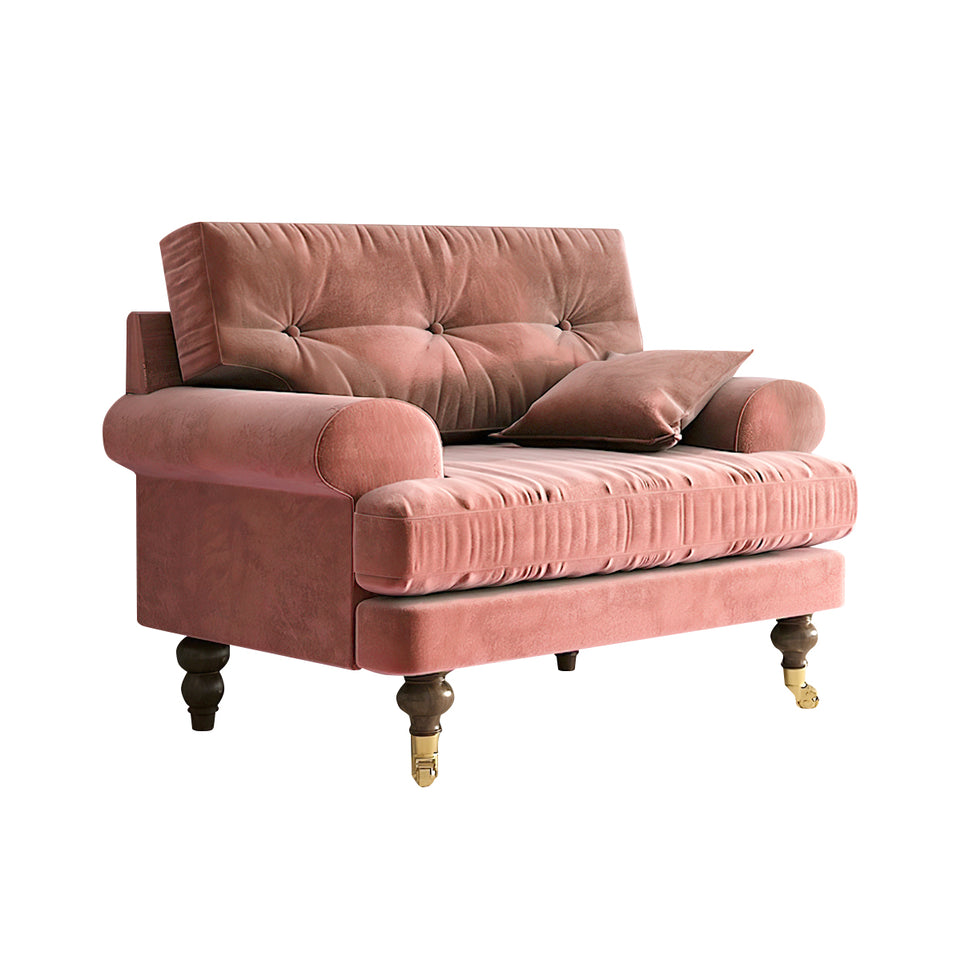 Modern Sofa 35-94 in Wide with Velvet & Solid Wood for Reception Area