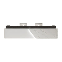 Color-Blocked Straight Reception Desk with LED Lights and Cabinets for Hotels and Salons JDT-1031