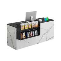 Curved Reception Counter with Keyboard Tray and Multiple Drawers for Salon and Clothing Store JDT-K051