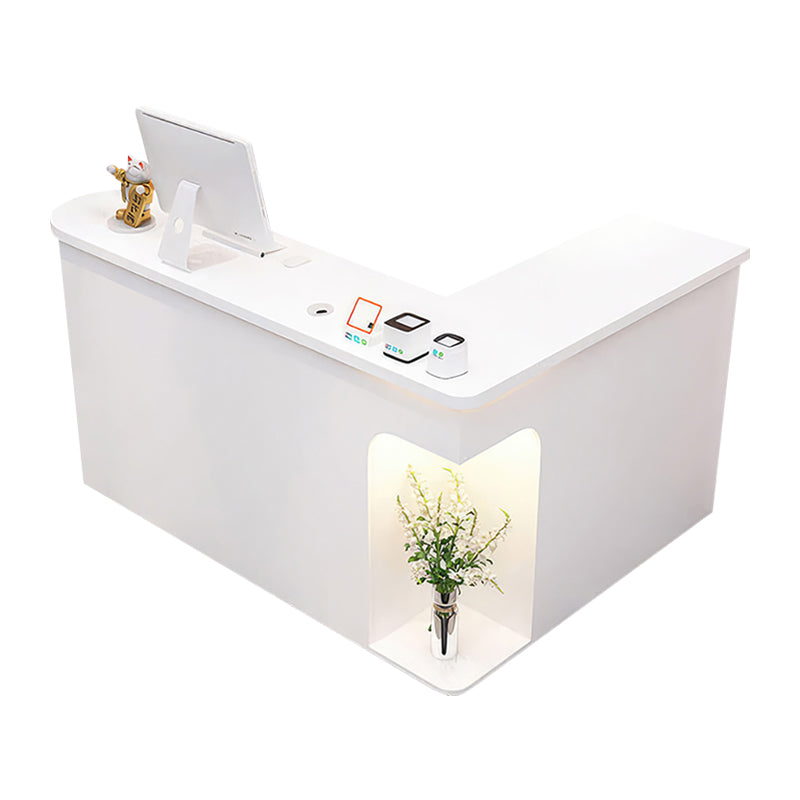 Display Corner L-Shaped Small Reception Desk with Cabinet for Clothing Stores JDT-1053