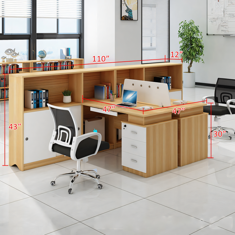 Modern Office Desk and Chair Set for Six with Partition Dividers BGZ-013