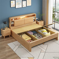 Solid Wood Bedroom Queen Bed with Storage Headboard (In Stock)