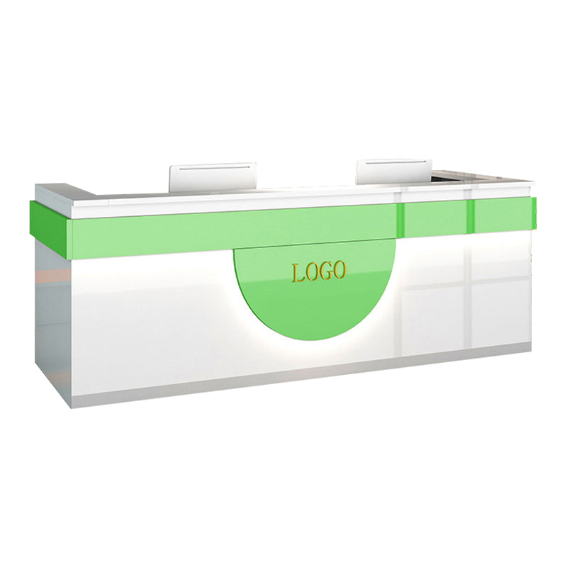 Color-Blocked Curved Straight Front Desk with Shelf and Lockable Drawers for Office JDT-10149