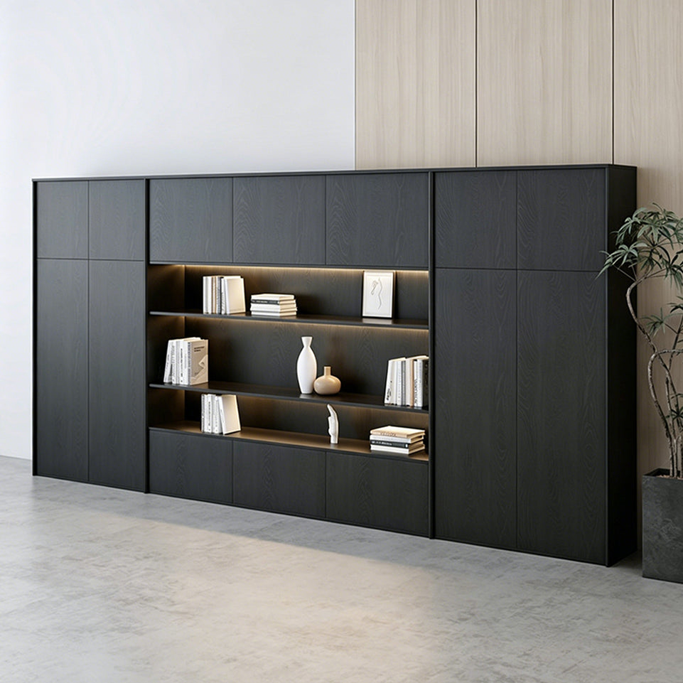 Luxury Electric Executive Desk with Pop-up Power Box, Spacious Lift-top Workspace & Large Storage Cabinet for Modern Offices (110–126")