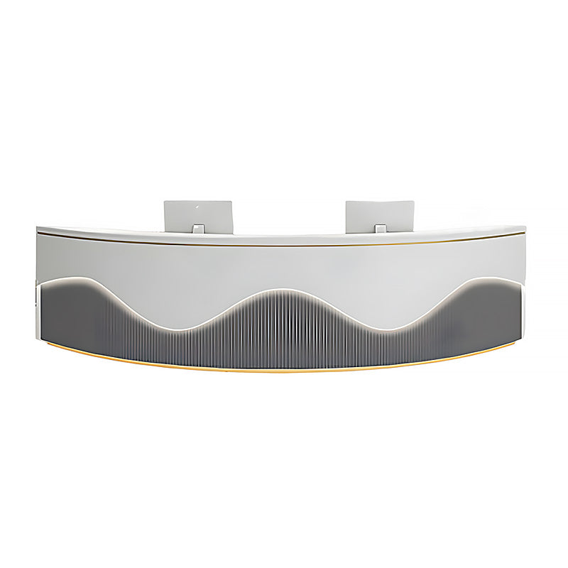 Curved Reception Counter with Keyboard Tray and Multiple Drawers for Salon and Clothing Store JDT-078