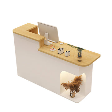 Curved Reception Desk 31-87 in Wide with Lockable & Lumbar Support for Salon