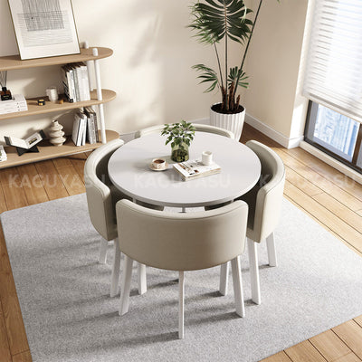 Compact Round Reception Table Set for 4 People with Durable Structure, High-density Foam Seating, Ergonomic Backrest for Office Spaces（In Stock）