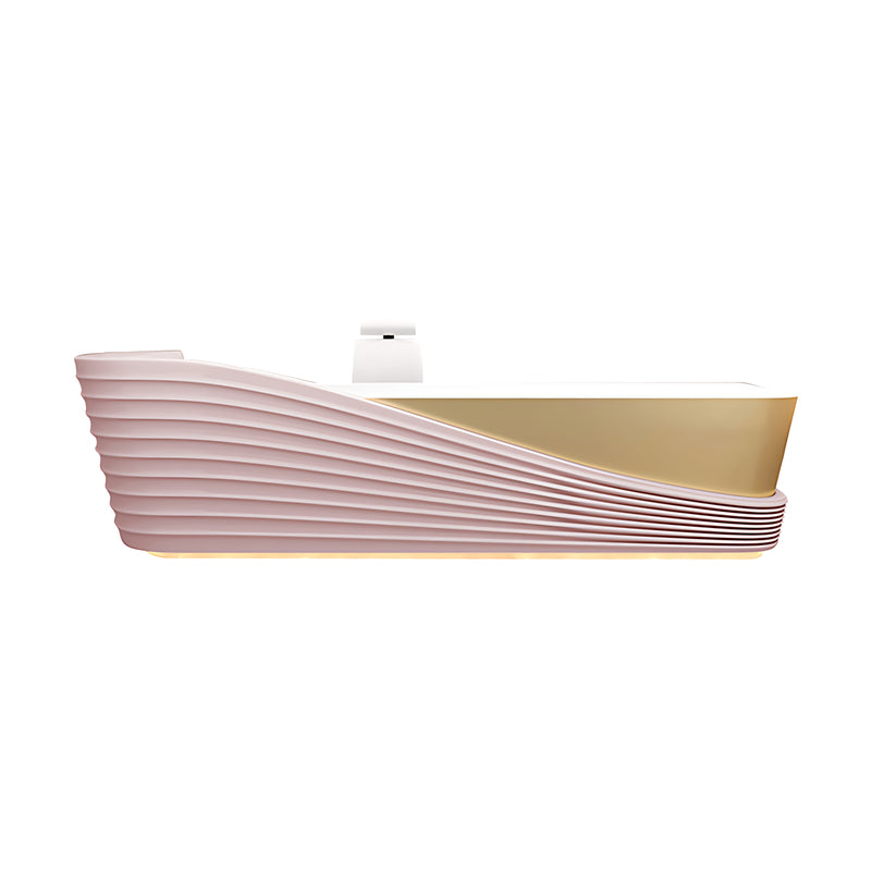 Boat-Shaped Stainless Steel Straight Reception Desk with Large Storage for Hair Salons JDT-109