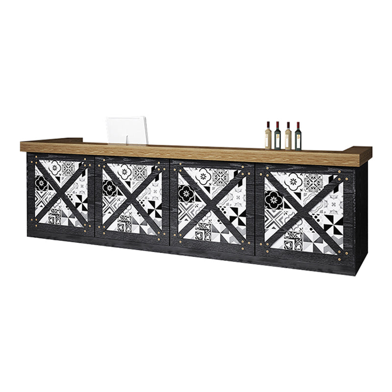 Vintage Pattern Straight Front Desk with Large Storage for Bar JDT-10145