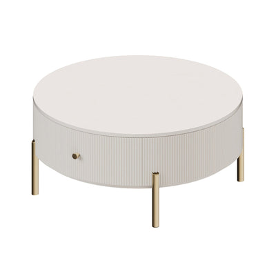Modern Creamy Round Coffee Table: Stylish Design for Small Spaces!