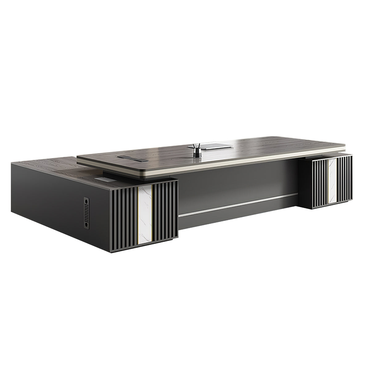 Modern L-Shaped Executive Desk with Multimedia Cable Box LBZ-2123