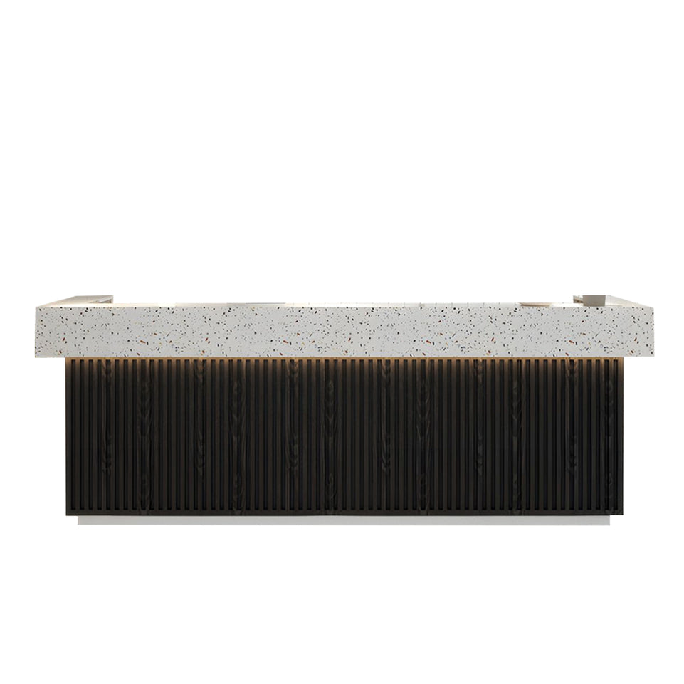 Curved Reception Desk with Keyboard Tray, File Drawers & Transaction Counter