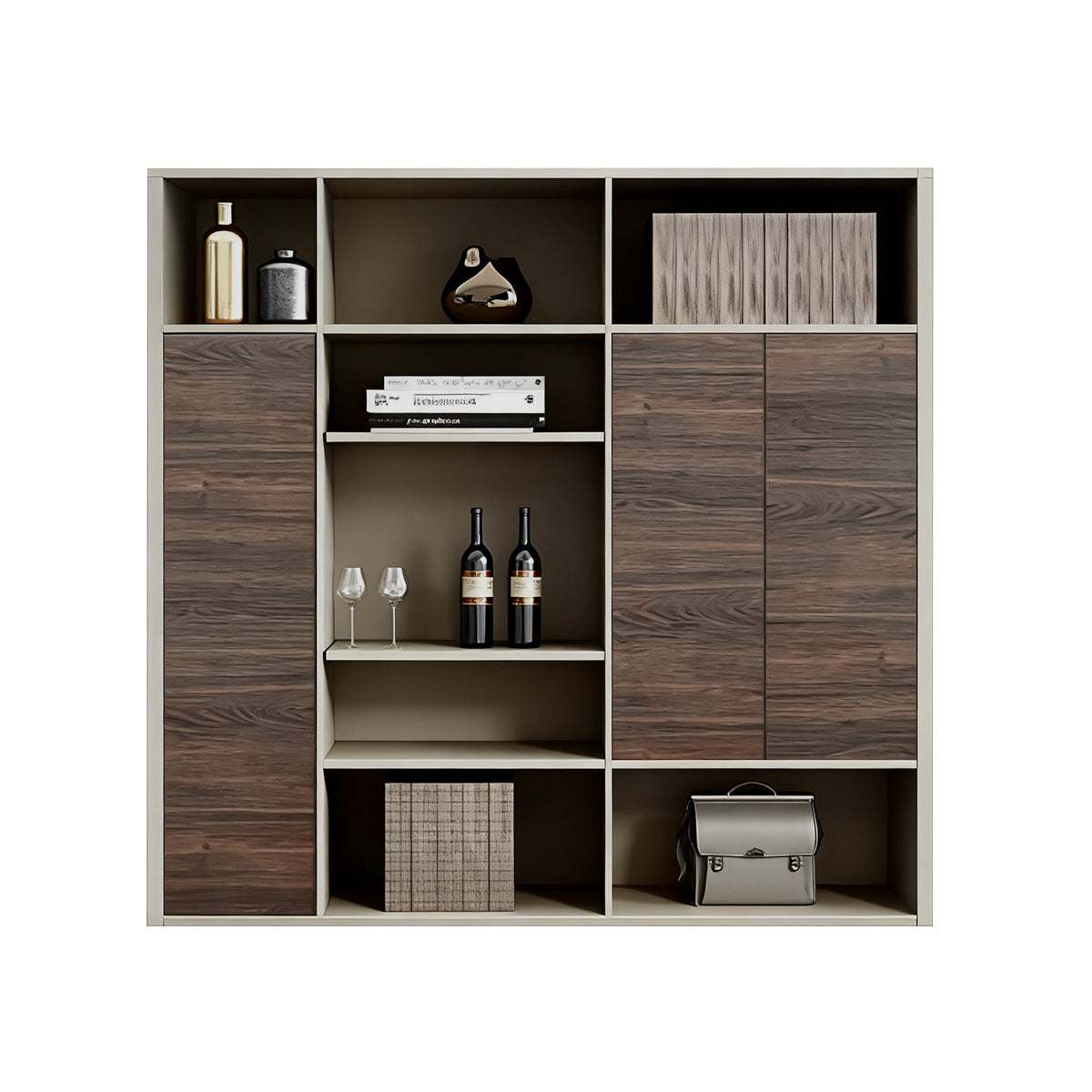 Modern Minimalist Executive Desk PC Ventilation Ports and Side Cabinet LBZ-10191