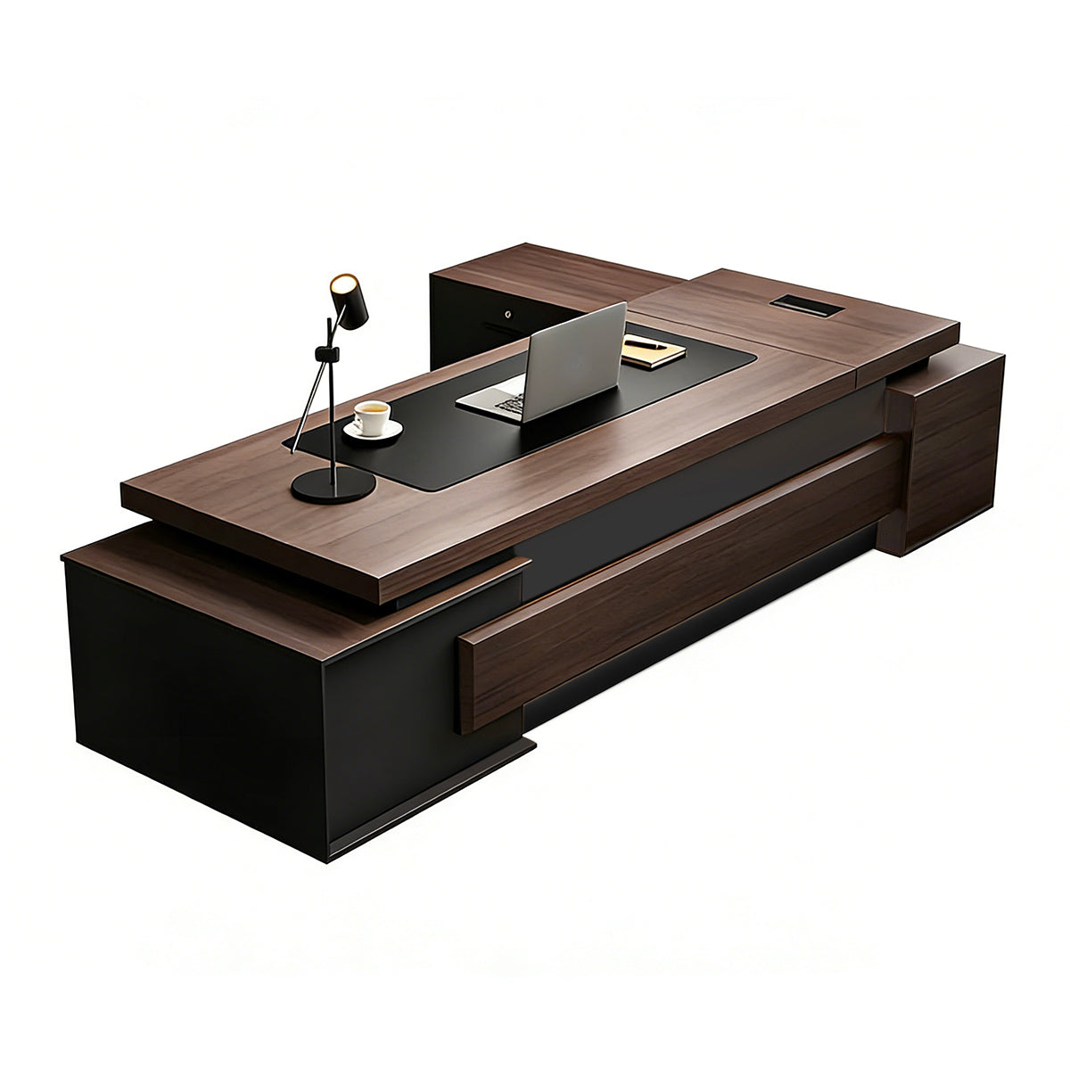 Executive Desk, Without LED Strip Double Cabinet, L94" x W63" x H35", for executive office workspace, modern executive office furniture