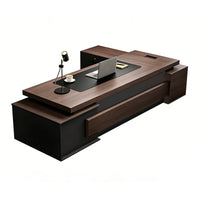 Executive Desk, Without LED Strip Double Cabinet, L94" x W63" x H35", for executive office workspace, modern executive office furniture