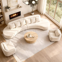 The Serpentine Curve: Premium Cream Sectional Sofa SZ-SF-0004